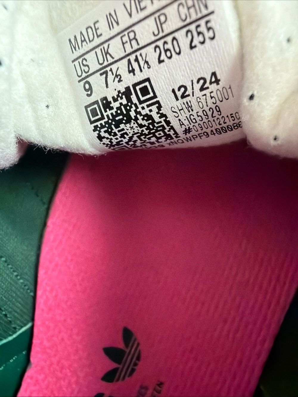 Adidas Gazelle Indoor Collegiate Green Lucid Pink Suede Sneakers Shoes Wmn Sz 9 - Picture 12 of 12